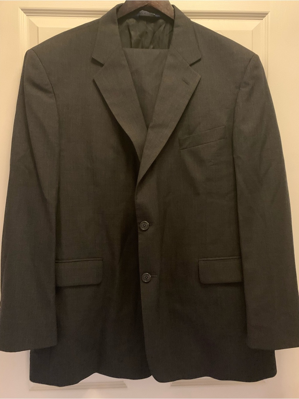 Men’s Stafford 2-Piece Wool Suit Dark Gray Size 52